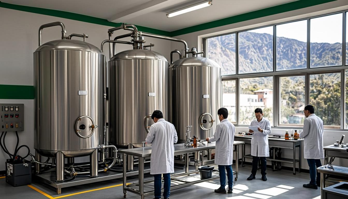 Planta de producción de bioinsumos orgánicos Agromanper en Tisaleo, Tungurahua, Ecuador